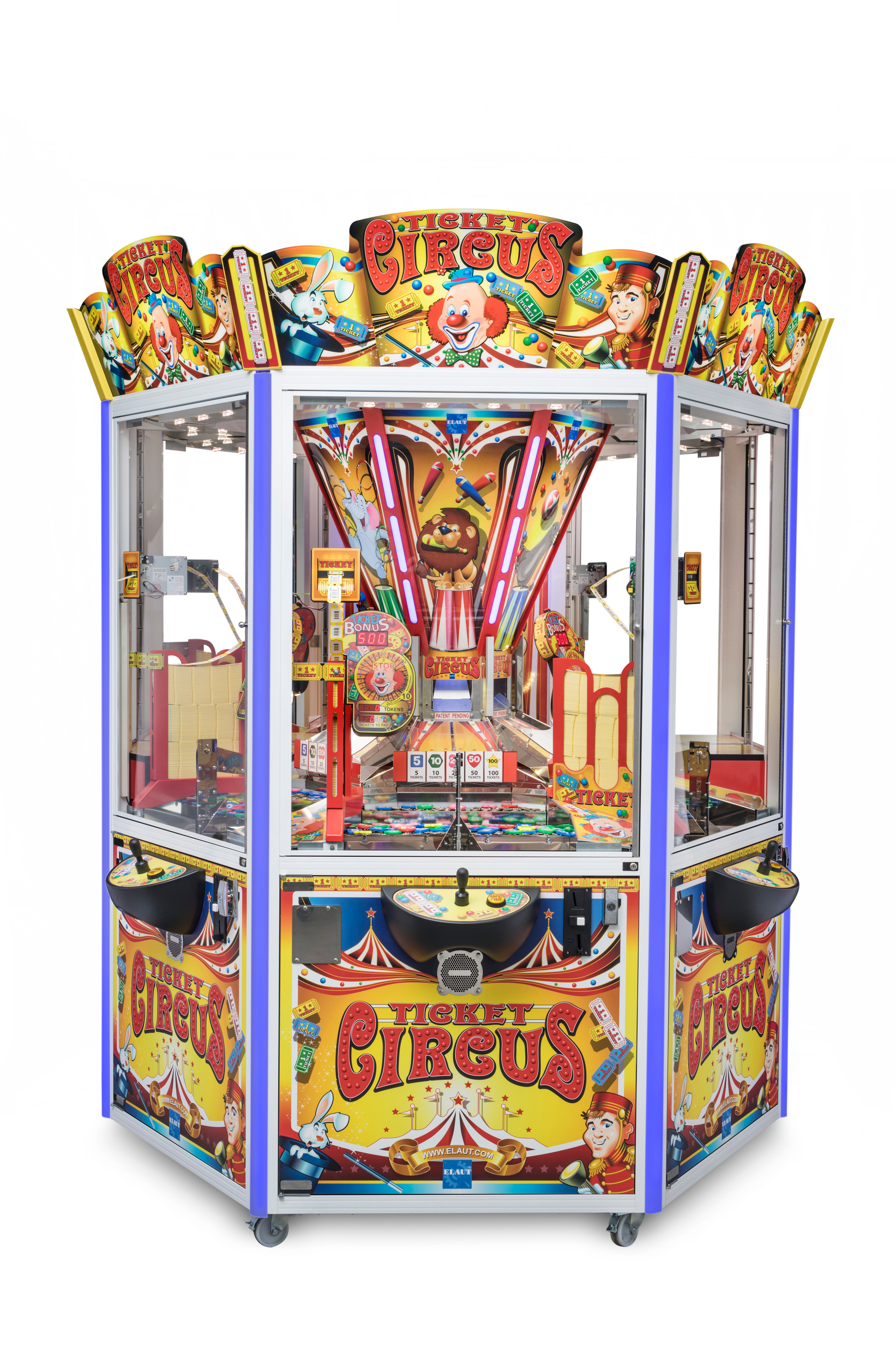 Elaut Coin Pusher Automat Ticket Zirkus 6 Player